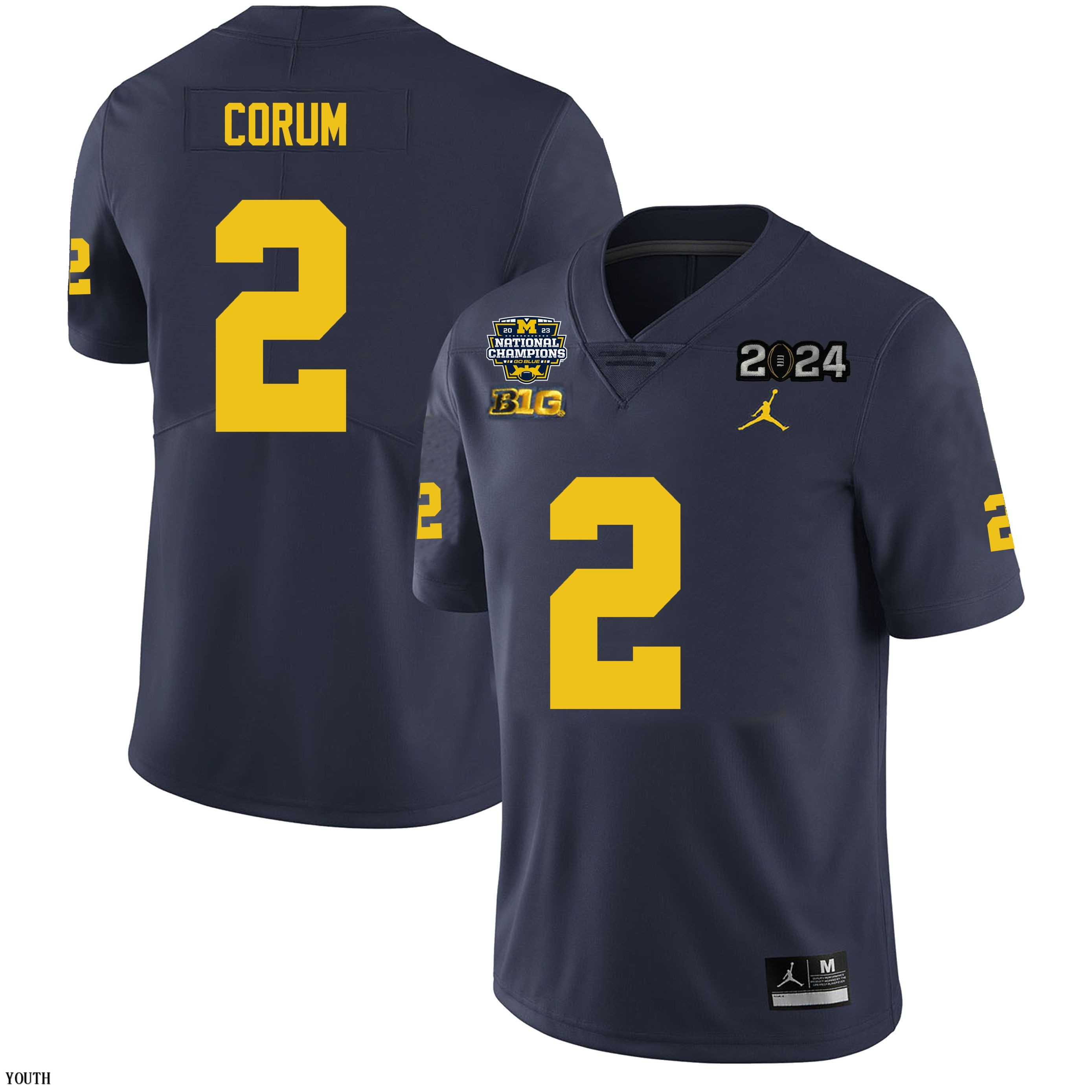 Michigan Wolverines Youth NCAA Blake Corum #2 Navy National Champions College Football Jersey AA3A749OP